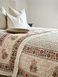 Block Print Cotton Quilt - Blush Red